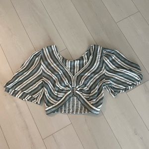 Medium Green and White Striped American Eagle Top